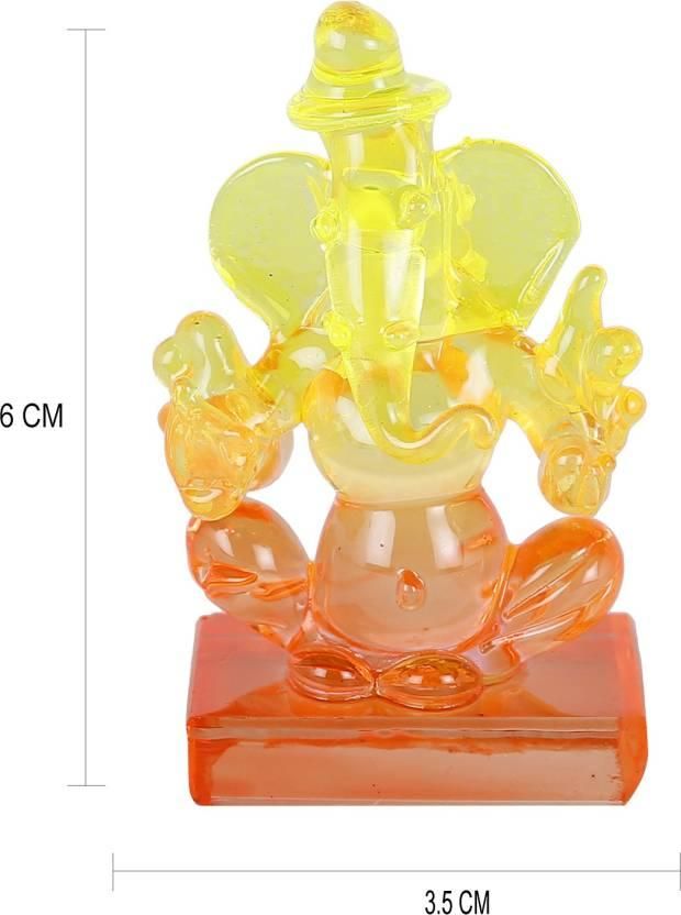 Twin side Facing ganesh Decorative Showpiece - 6 cm��(Crystal, Multicolor)