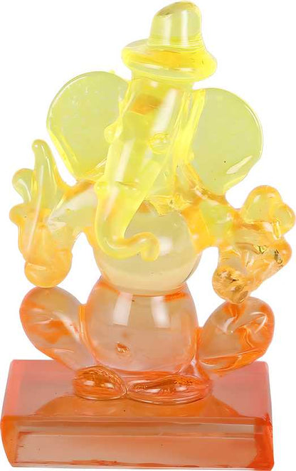 Twin side Facing ganesh Decorative Showpiece - 6 cm��(Crystal, Multicolor)