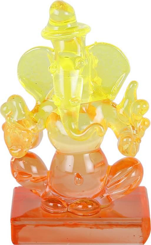 Twin side Facing ganesh Decorative Showpiece - 6 cm��(Crystal, Multicolor)